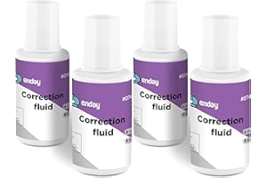 EMRAW Enday Liquid Correction Fluid Pack of 4, White Fluid .7 fl. Oz. / 20 ml Multi-Purpose Smooth Corrector for school, Office, and Home – by Enday