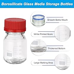 PATIKIL 4 Pack Reagent Media Storage Bottles, 100ml