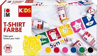 Marabu 0308000000001 - Kids T-Shirt Farbe, 6 x 80 ml, Stoffmalfarbe für Kinder, für kreative Designs auf hellen Textilien, nach Fixierung waschbeständig bis 60 °C, ideal für Kinder