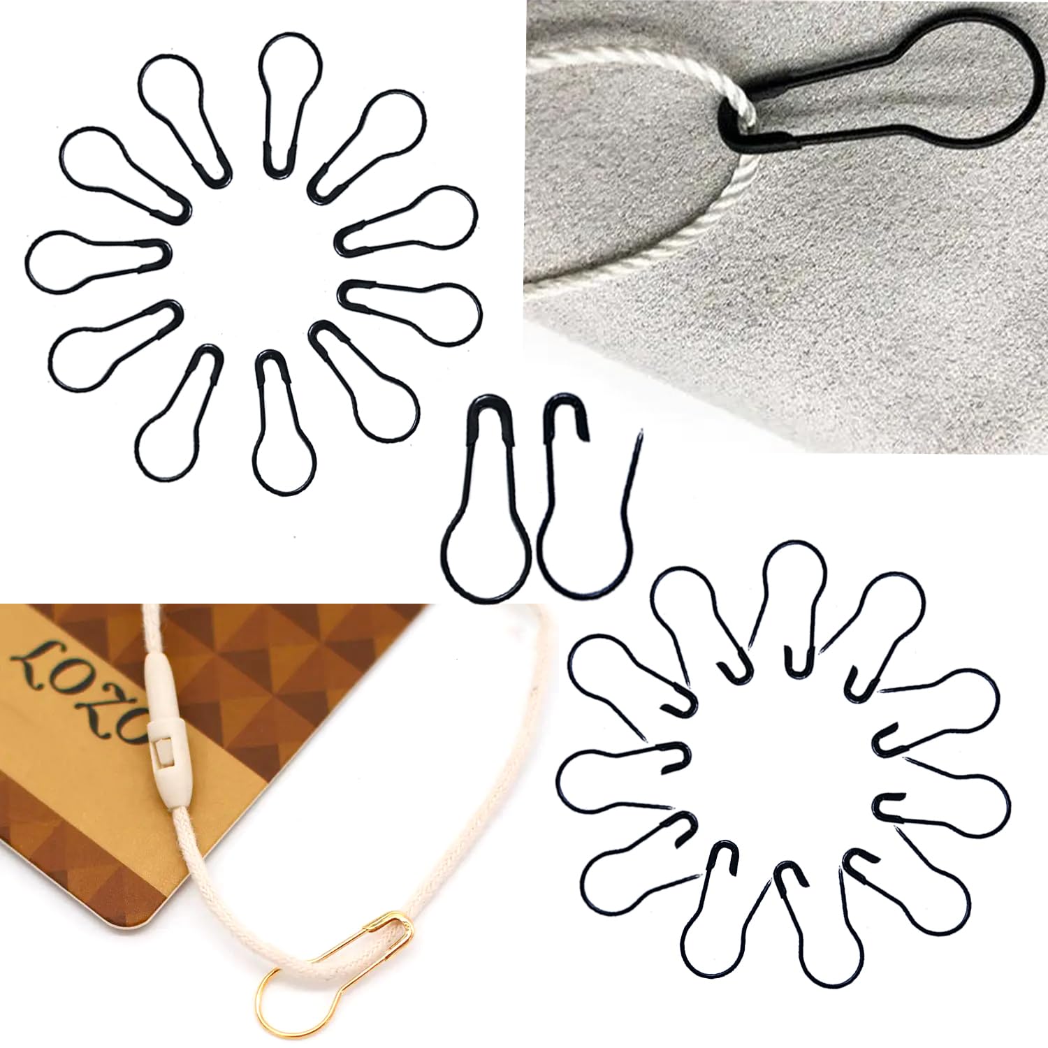 500Pcs Black Safety Pins 0.8