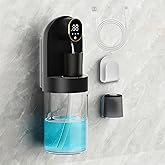 Mouthwash Dispenser, Automatic Smart Dispenser with LED Display & 4 Modes, Touch-Free Magnetic Spout, No-Drilling Wall Mounted, Large Visible Tank for Bathroom Essentials (Black)