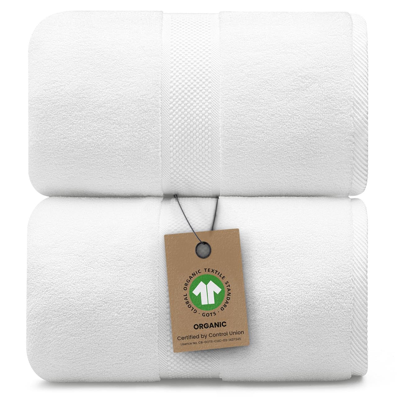 Photo 1 of Alusa Home 100% Organic Luxury Bath Sheets - GOTS Certified - Extra Large 35x70 Inches (Pack of 2) Zero-Twist, Long-Staple Cotton Bath Sheet Set (White)