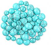 VIAILI SYMIE 60pcs Natural Half Round Flat Back Cabochons Stones Beads Blue Turquoise Semi Precious Gemstones Dome Cameos for Jewelry Making 4mm