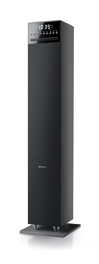 Muse M-1350 BTC Bluetooth Lautsprecher Tower mit integriertem Subwoofer (CD/MP3-Player, FM PLL Radio, Weckfunktion, NFC, Fern