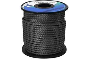 emma kites Hollow UHMWPE Braided Cord 1.3mm, 1.6mm, 2mm Spliceable for Tent Guyline Tarp Hammock Ridgeline Whoopie Sling Bear Bagging for Camping Backpacking