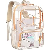 mommore Clear Backpack Heavy Duty Transparent Backpack Large See Through Bookbag for School