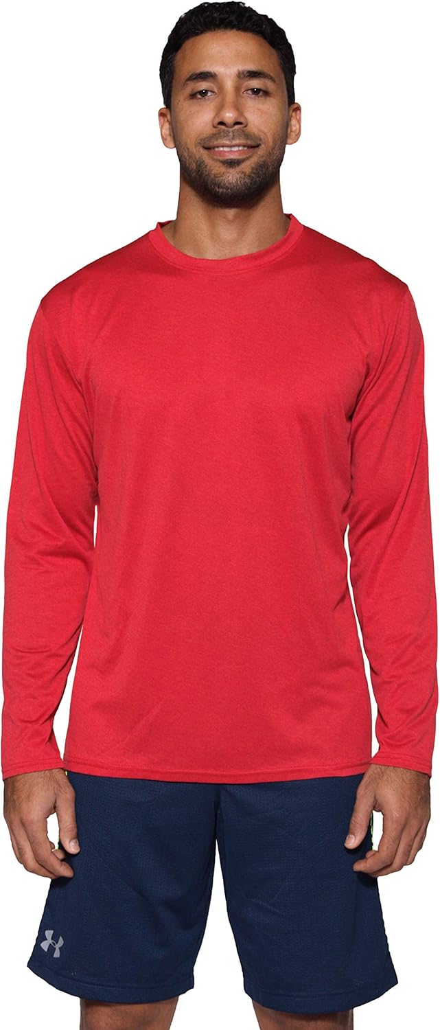 4 Pack: Men's Dry-Fit Moisture Wicking Performance Long Sleeve T-Shirt, UV Sun Protection Outdoor Active Athletic Crew Top at  Men’s Clothing store