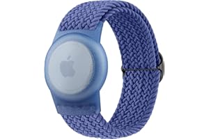 Wanme Stretchy Air Tag Bracelet for Kids, Adjustable Nylon Strap with Anti-scratch Protective Case for Apple Air Tag Watch Ba