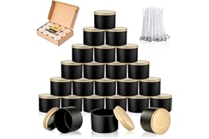 MGLIFEUL Candle Tins Jars Container Vessels for Making 4 8 Oz Black Empty Candle Tins Can Gift Box Packaging Plate with Lids Wax Container Bulk Making DIY Candle Supplies Accessories(Black,4oz,12pcs)