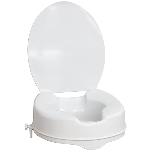 AquaSense Raised Toilet Seat with Lid, White, 4Inches by AquaSense