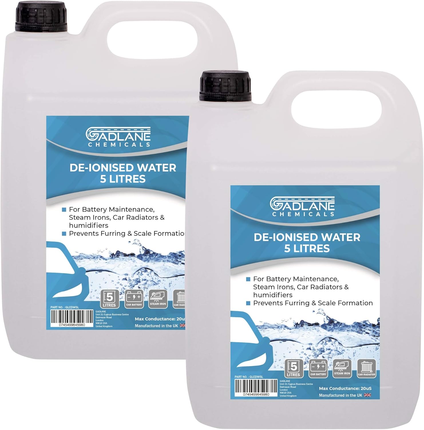 GADLANE Deionised Water Car Battery & Iron Top Up Deionised Distilled