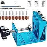 Pocket Hole Jig Kit with 3 Drill Hole Guide Pocket Drill Hole System with 15 Degree Joint Angle Tool Portable Pocket Joinery Screw Kit DIY Woodworking Carpentry Locator