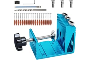 EUASOO Pocket Hole Jig Kit with 3 Drill Hole Guide Pocket Drill Hole System with 15 Degree Joint Angle Tool Portable Pocket Joinery Screw Kit DIY Woodworking Carpentry Locator