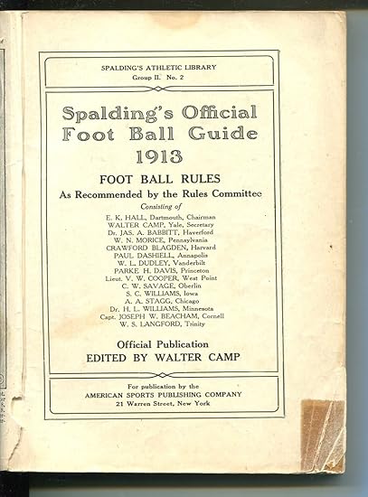 Spalding S Official Football Guide 1913 Jim Thorpe Stats 5 X 6 3 4 Fr At Amazon S Sports Collectibles Store