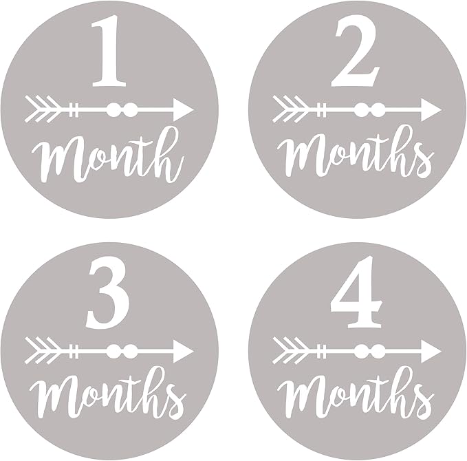 Amazon Com Baby Monthly Stickers Gender Neutral Grey Set Of 24 Bonus Sticker Baby Milestone Stickers Grey Arrow Milestone Month Stickers For Baby Girl Or Boy Newborn Milestone