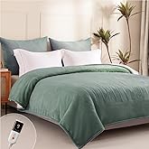 Templewet Heated Blanket Twin Size - Single Controllers Electric Blanket Twin with 9 Heat Settings & 10 Hour Auto Off,Overheat Protection,Machine Washable 62"x84" (Lake Green)