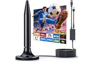 IGENJUN TV Antenna 2025 Indoor with Signal Booster – Long Range Digital HD Antenna for Smart and Older TVs, Supports Local Channels, 4K, and 1080p