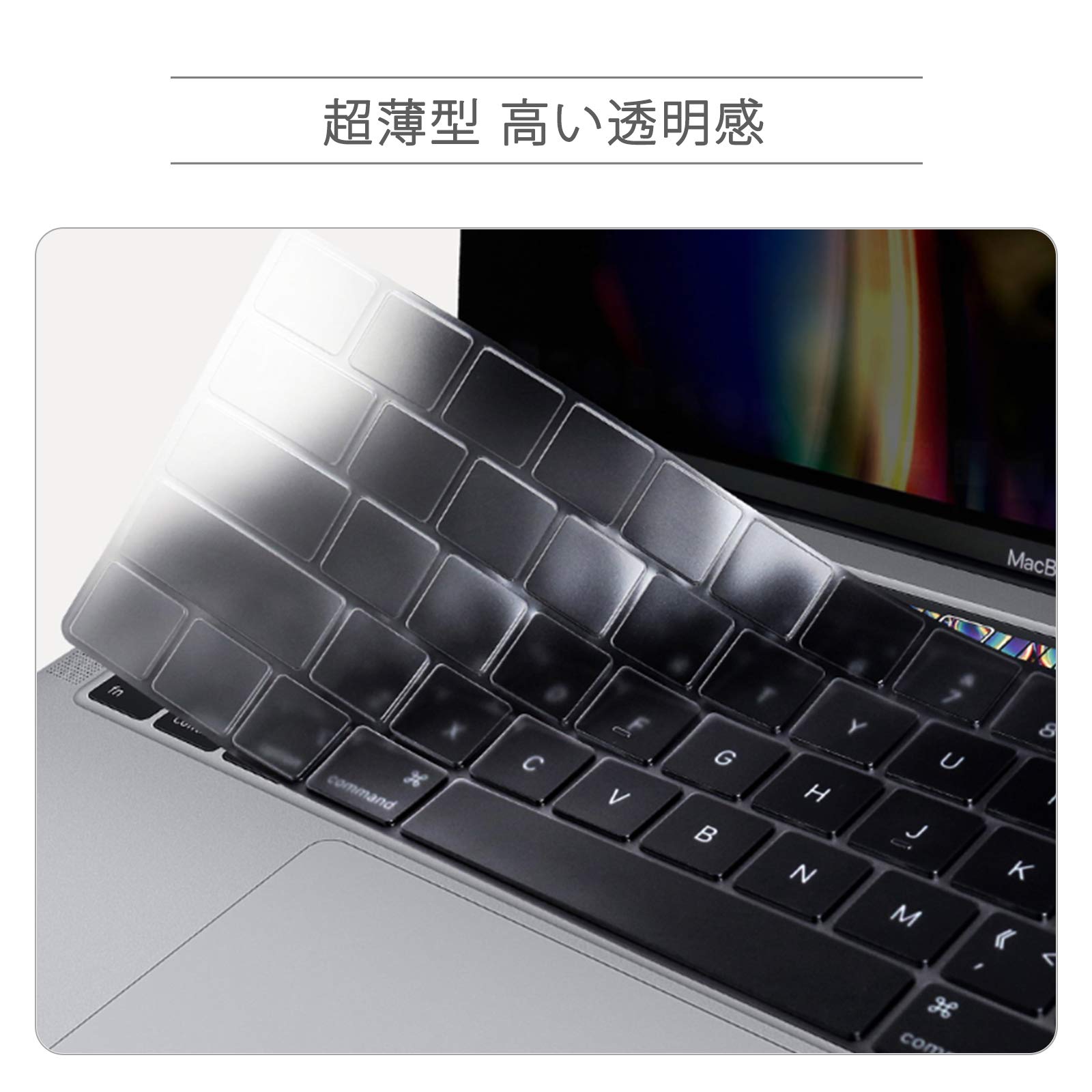 [US Keyboard Version - 2021 Spring Improved Model] MacBook Pro 13/15 inch Keyboard Cover (2016/2017/2018) Touch Bar English Support A2159 / A1706 / A1707 / A1989 / A1990 Waterproof / Dustproof Ultra