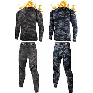 Muezna Men's Thermal Top and Bottom Set Underwear Long Johns Base Layer | Lightweight Moisture Wicking Long Underwear with So