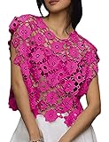 Yimoon Women's Floral Shell Vest Top Hollow Out