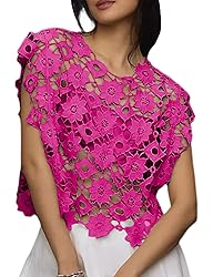 Yimoon Women's Floral Shell Vest Top Hollow Out