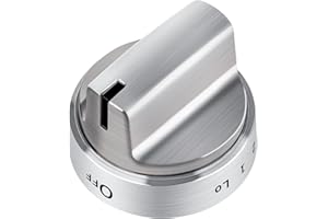 TURNEGOO WB03X24818 Gas Stove Knobs Stainless Steel Look Plastic Range Burner Control Knobs, Compatible for GE Range Gas Stove Knob, Replacements PS11729081(1pack)