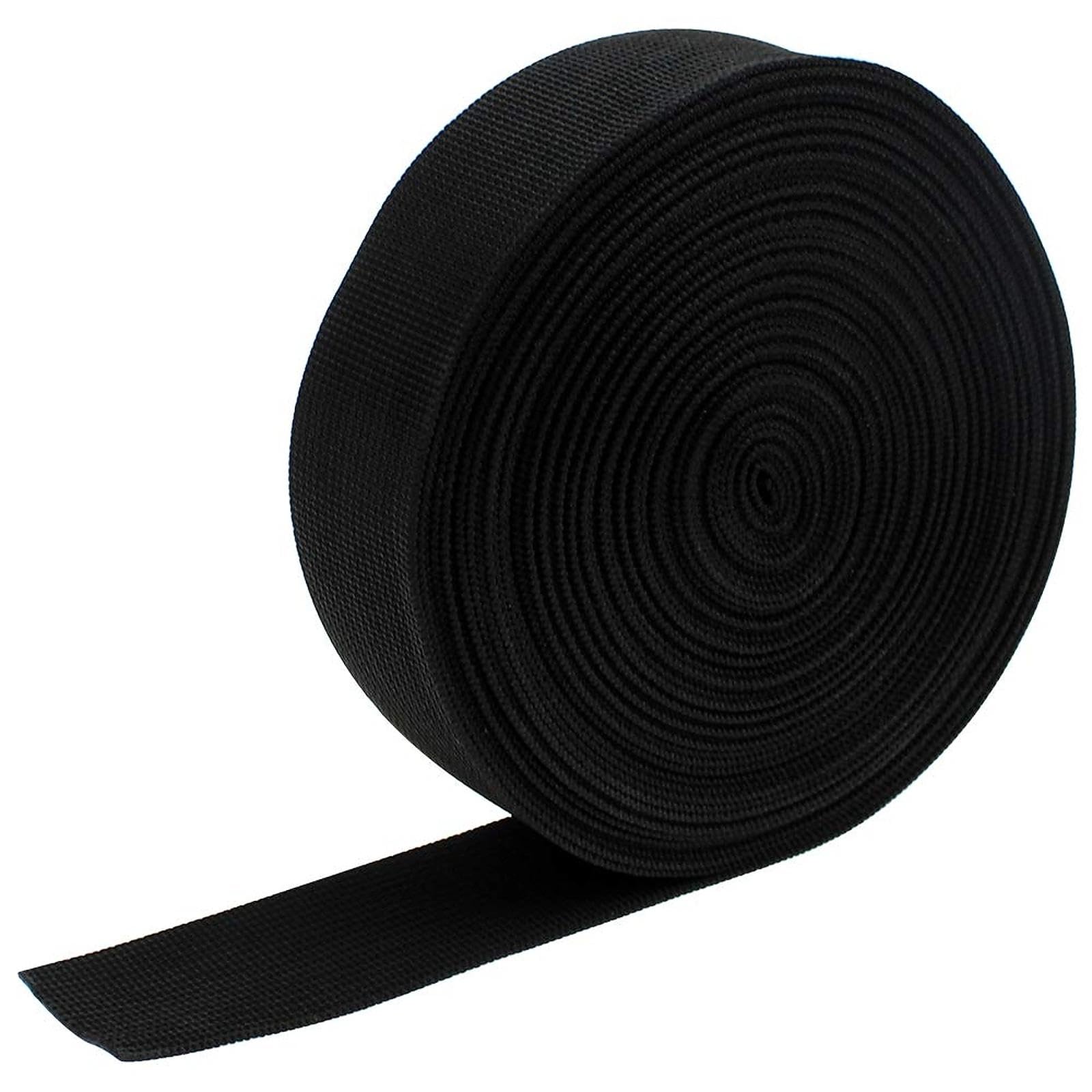 UBERMing Webbing 12 M/39.37 FT Nylon Heavy Duty Webbing Strap Stretch Elastic Bag Straps Webbing Strap for DIY Rucksack Backpacks Cargo Strapping Dress Accessories (Black - 1.5 Inch Wide)