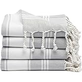 9Threads Cotton Turkish Beach Towel with Towels Oversized 36"x72" Pool Absorbent Extra Large Quick Dry Sand Travel Towel (Light Grey, 4 Pack)