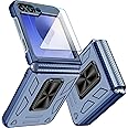 KEKBOXQ for Galaxy Z Flip 6 Case, Samsung Flip 6/Flip 5 Case with Hinge Protection/Kickstand/Screen Protector,Slim Shockproof Phone Case for Samsung Galaxy Z Flip 6/Z Flip 5 2024,Blue