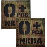EmWoot 2PCS O+ POS NKDA Patches Reflective Morale Patch Hook and Loop | Blood Type Patch,IR Reflective,Laser Cut,Tactical Patch,Emergency Medical Identification,Versatile Attachment,2&times;2 inches,CP