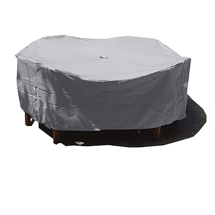 Premium Tight Weave Chat Set, Deep Seating Patio Set Cover 104 Dia. x 31H in Grey