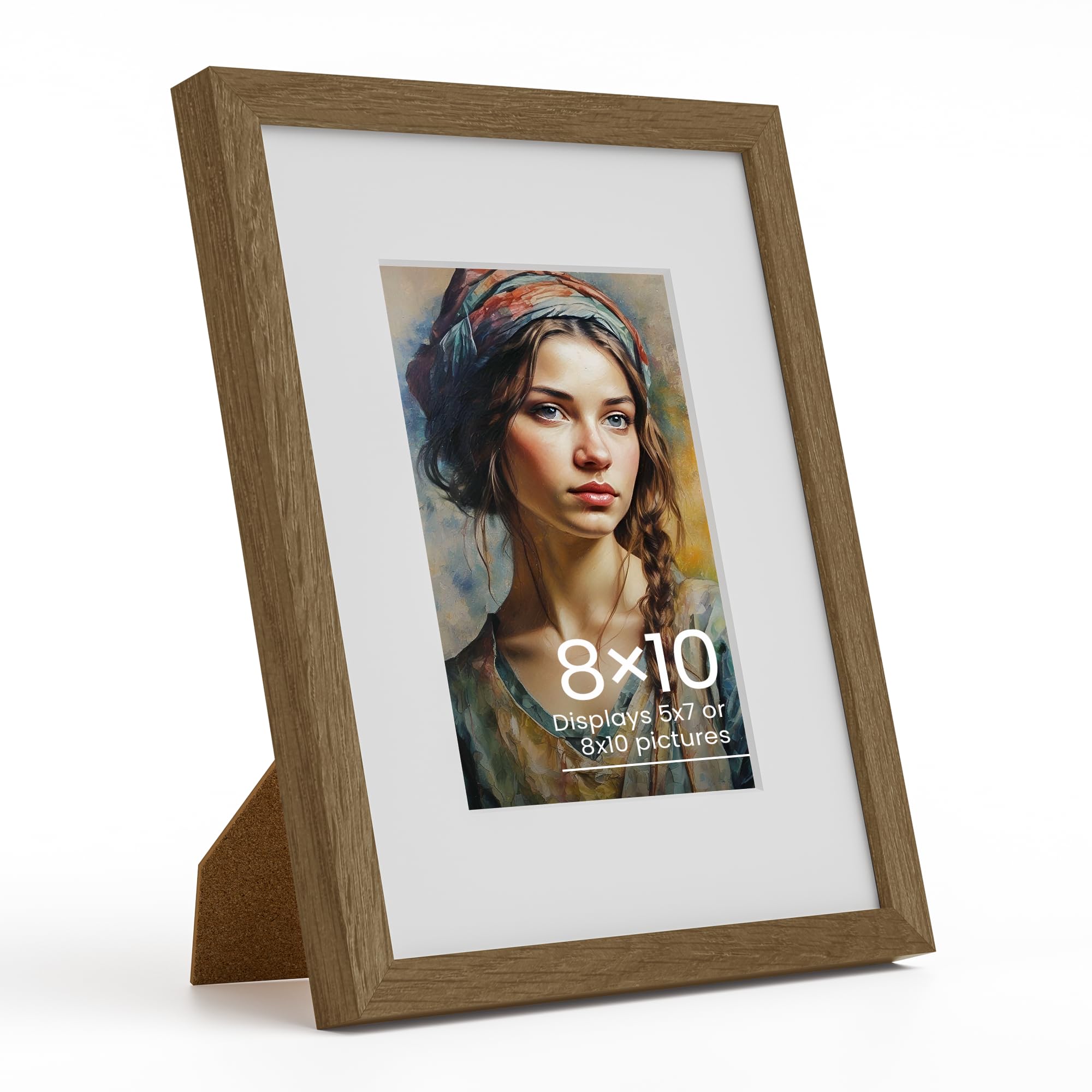 Photo 1 of Vivelove 8"x10" Natural Oak Wood Picture Frame - Display Pictures 5x7 with Mat or 8x10 Without Mat, Photo Gallery Wall Frame,Poster Frames for Wall Art Photo and Print,Picture Tabletop & Wall Decoration