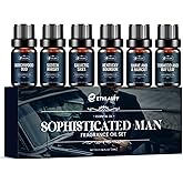 Men Essential Oils Set - TOP 6 Gentlemen's Fragrance Oil for Diffuser, Candle & Soap Making - Tobacco and Bay Leaf, Kentucky Bourbon, Galactic Skies, Scotch Whisky, Birchwood Oud