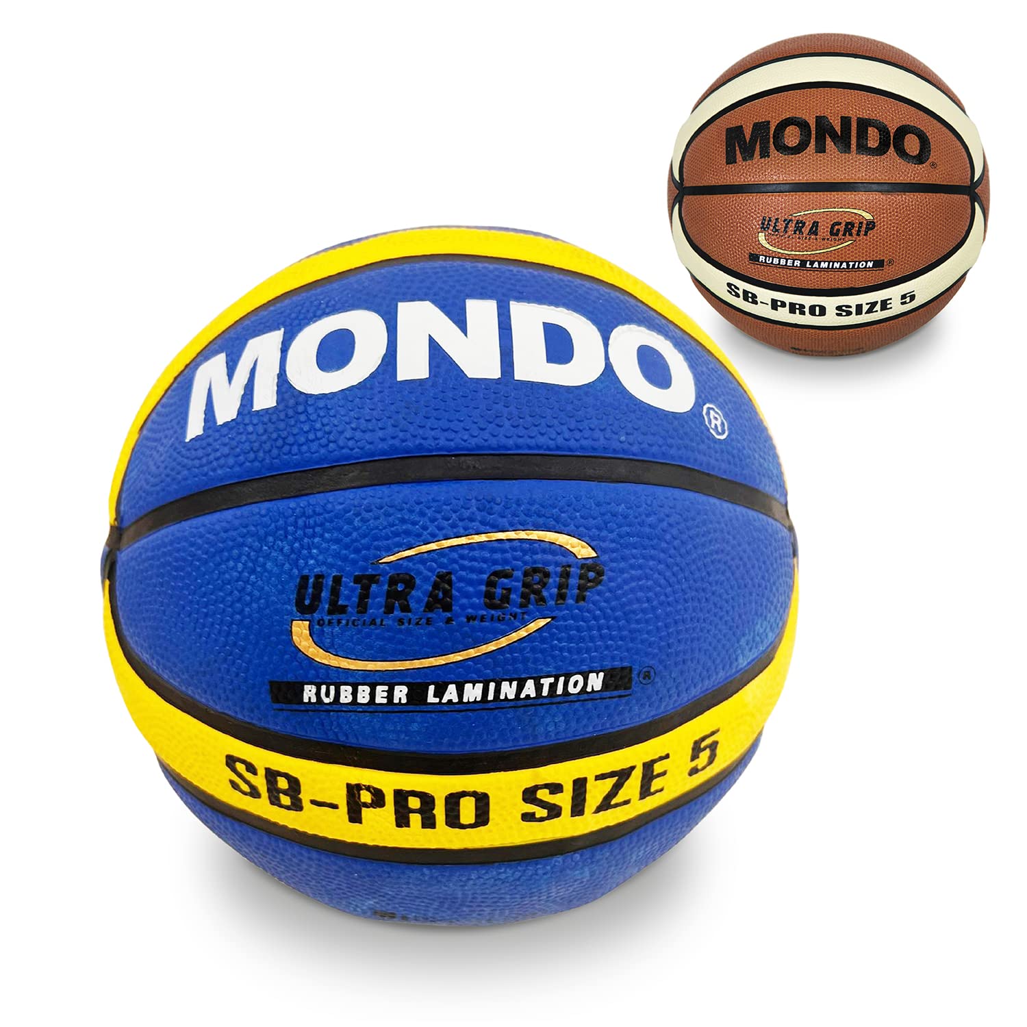 Mondo- Basket SB-Pro 5 Basketball Ball, Color Orange and Yellow, Size 5 (13734)