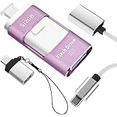 No App Needed 512GB Phone Photo Stick, 4in1 USB Flash Drive,USB 3.0 External Storage Stick with USB-C Cable,Lanyard & USB-C A