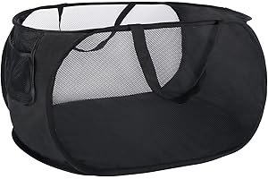 LVXINLI collapsible laundry baskets, Pop Up Laundry Hamper, Foldable mesh Laundry Baskets (Each with 2 Reinforced Handles) (black)……