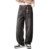 JMIERR Men's Baggy Y2K Jeans Stretch Loose Fit Wide Leg Denim Pants | 5 Pockets, Oversized Casual Trousers, Vintage Relaxed wash, Breathable Cotton Blend，Hip Hop, Skater Streetwear, All-Season