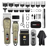 HIENA PRO Professional Hair Clippers for Men, Cordless Hair Clipper for Barber Clippers and Trimmer LED Haircut Set with Foil Shaver, Nose Trimmer, Rechargeable Clippers for Men