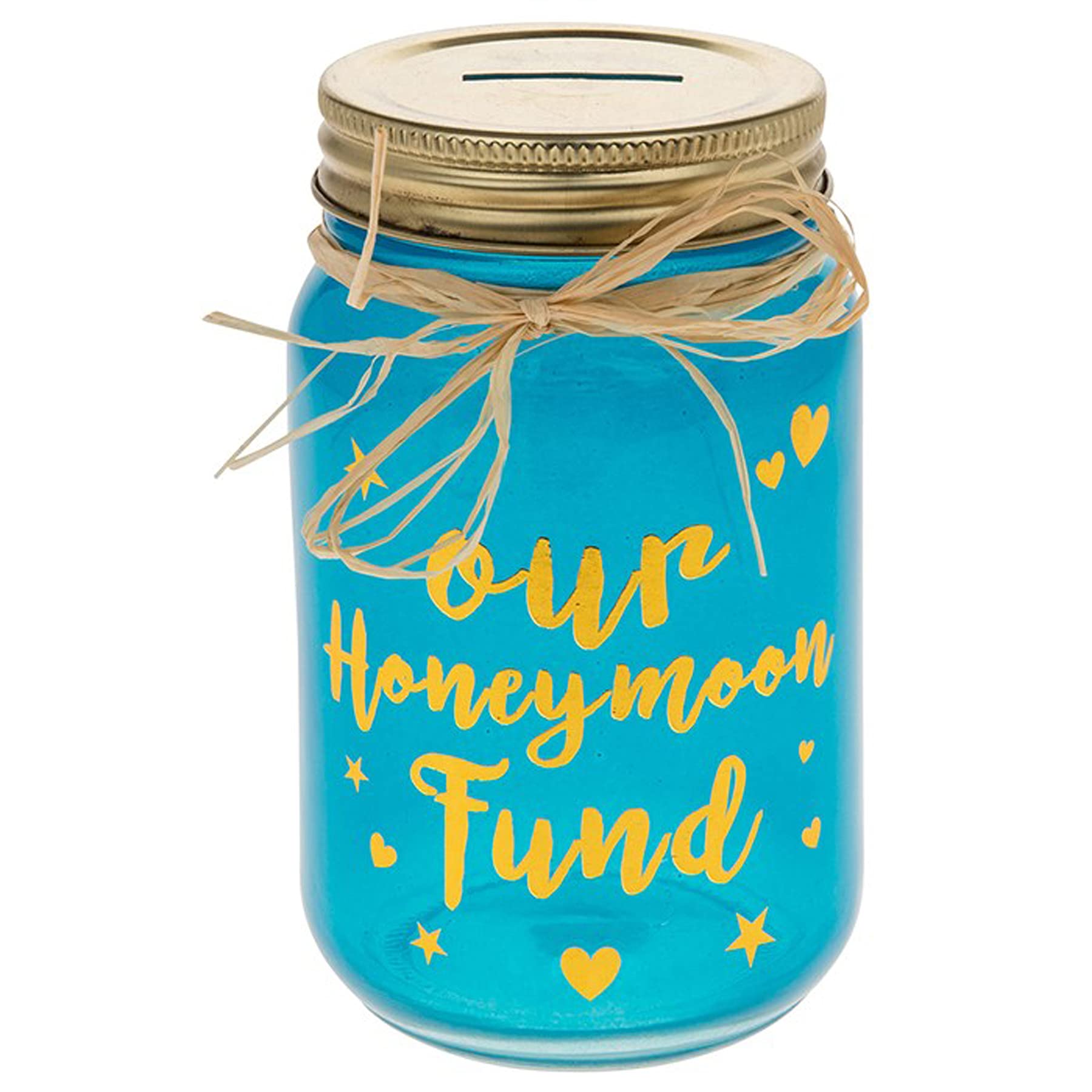 Glamorous Jam Jar Savings Bank Money Box - Our Honeymoon Fund