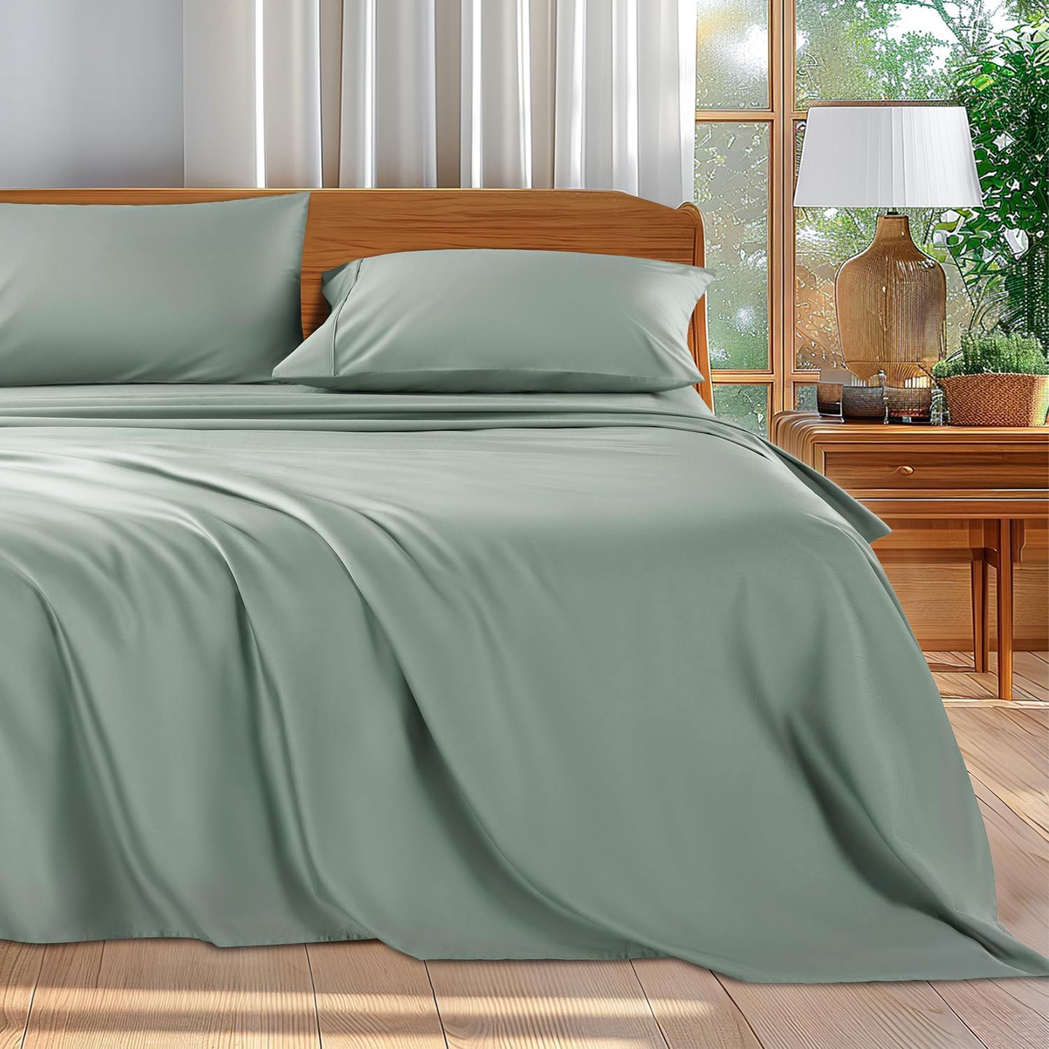 Photo 1 of ***MISSING PARTS***
Shilucheng 100% Cotton King Size Sheets Set - 600 Thread Count?Luxury Egyptian Cotton Bed Sheets?5-Star Hotel Quality Sheets, Breathable & Cooling, 16 Inch Deep Pocket - 4 Piece (Sea Glass, King)
