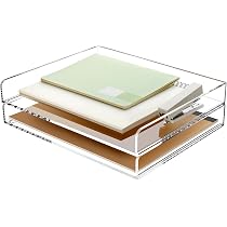 SANRUI 4-Tier Acrylic Stackable Letter Tray Organizer - Clear Horizontal File Sorter For A4/Letter Size, 12.4x8.86x6.65in - View #11