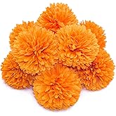 10Pcs Orange Artificial Chrysanthemums Ball Flowers,Artificial Flowers Stemless Faux Ball Chrysanthemum for Home,Lifelike Artificial Chrysanthemum Ball Flowers for DIY Wedding Party Decoration