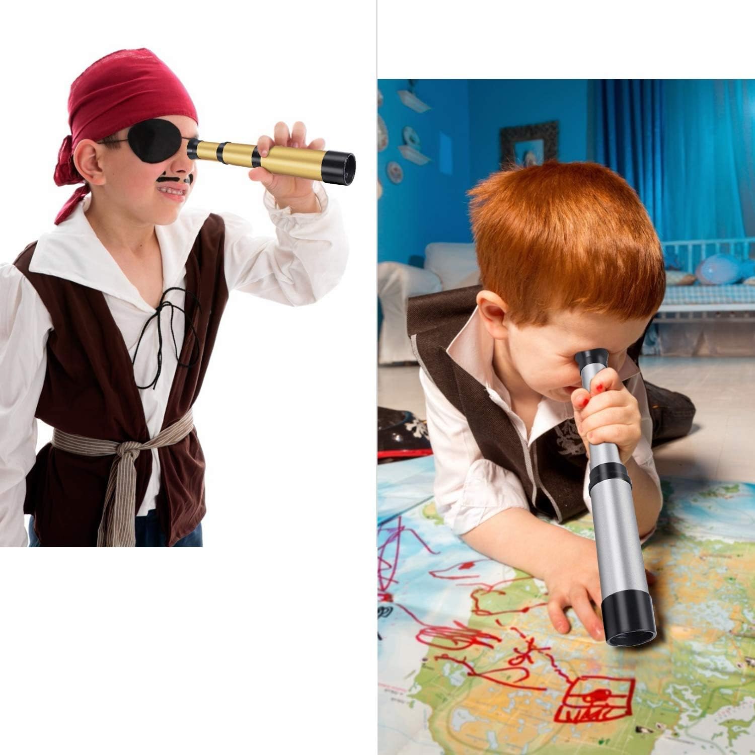 Family Gatherings,Gifts for Pirate Party Halloween Parties,Birthdays 3 Pieces Pirate Telescope