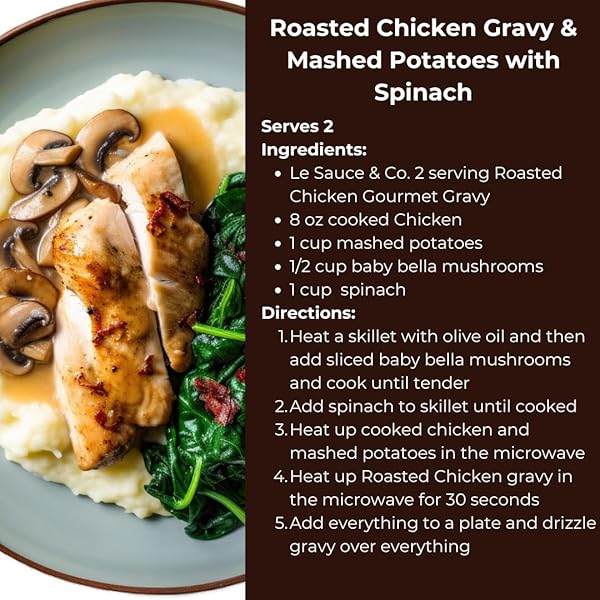 LE SAUCE & CO. 2-SERVING ROASTED CHICKEN GOURMET GRAVY, GLUTEN FREE CHICKEN GRAVY, PREMIUM CHICKEN BROTH, ADD TO ROTISSERIE CHICKEN, MASHED POTATOES, CHICKEN BREAST, BROWN GRAVY