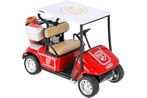 TEITEAI Golf Decor for Golf Party, Miniature Golf Cart Model with Accessories, Red and White, Die-Cast Collectible Golf Cart Decoration