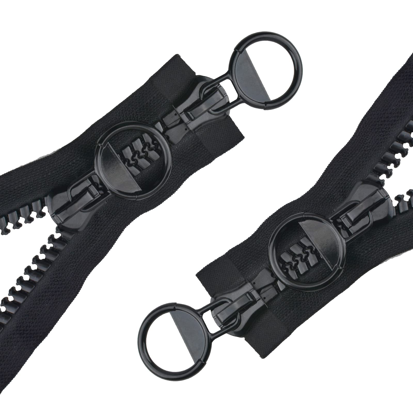 WANDIC 2Pcs 20# 150CM Black Super Large Plastic Zipper Teeth Heavy Duty Zippers for DIY Sewing Tailor Crafts Bags Tents Boat Cover and Canvas