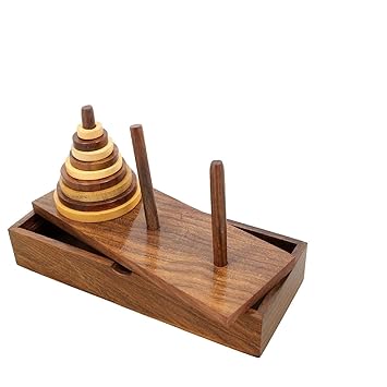Tower of Hanoi 9 Ring Wooden mathemat THE MIND CHALLENGE
