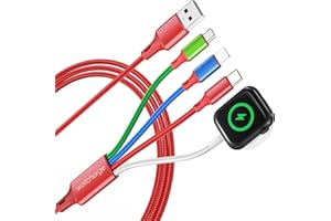 WATCHARGE Multi Charging Cable for Apple Watch Charger 4 in 1 USB C Cable Micro iWatch Charger Compatible with iWatch Ultra/Series 10/9/8/7/6/SE2/5/4/3/2& Galaxy Phone-4FT