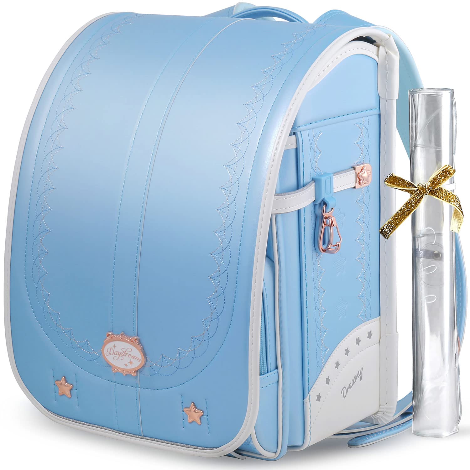 [Coulomb] クーロン 最新ユニコーンモデル・ランドセル女の子・小学生通学カバン・高級人工皮革＆パール生地・反射材＆刺繍＆金属プレート・透明カバー付け・6年間安心 (水色)商品画像