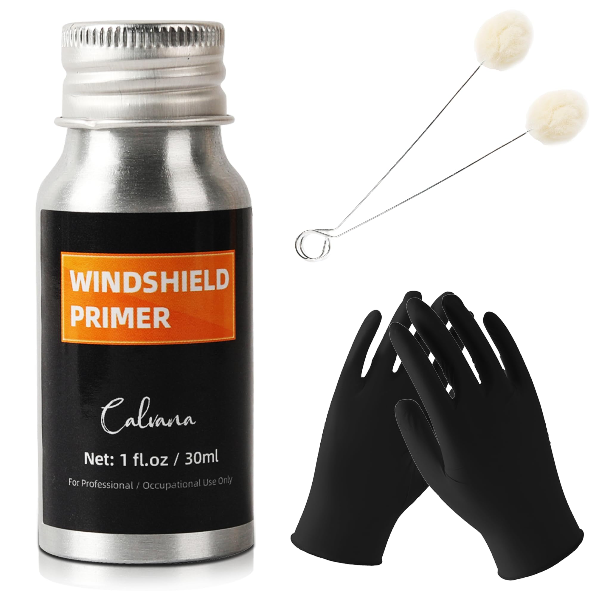Photo 1 of Calvana 1 fl.oz Windshield Primer, Urethane Primer for Automotive, Promotes Adhesion of Polyurethane Sealants, UV Resistant, Fast Drying, with 1 Pair Gloves, 2 Applicator Sticks, Black